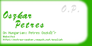 oszkar petres business card
